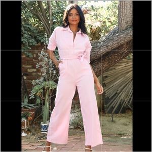 Fashion Nova Linen Short Sleeve Jumpsuit